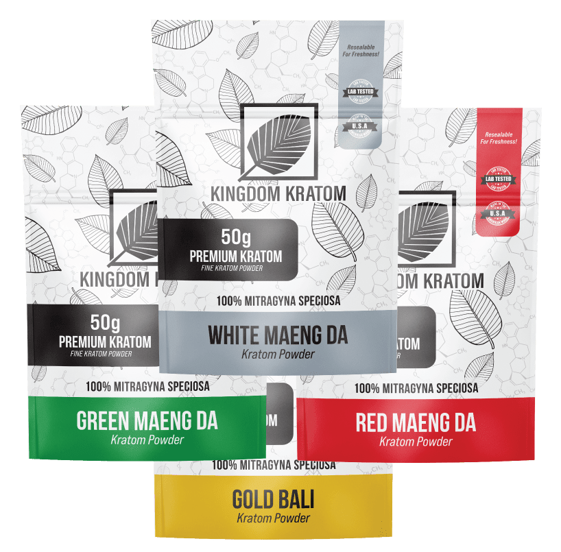 Kingdom Kratom Medium Kratom Powder Sample Pack (4 50g Bags)