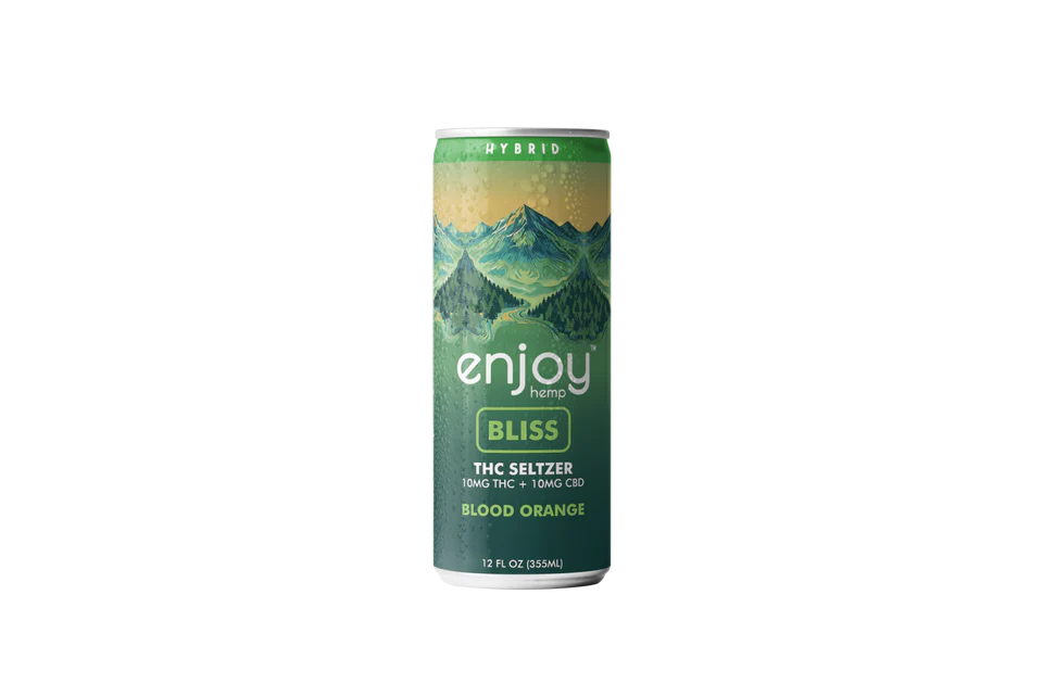 Enjoy Hemp 10mg THC + 10mg CBD Blood Orange Seltzer for Bliss (Hybrid) | Mediumdose Social-Tonic, Alcohol-Free Seltzer