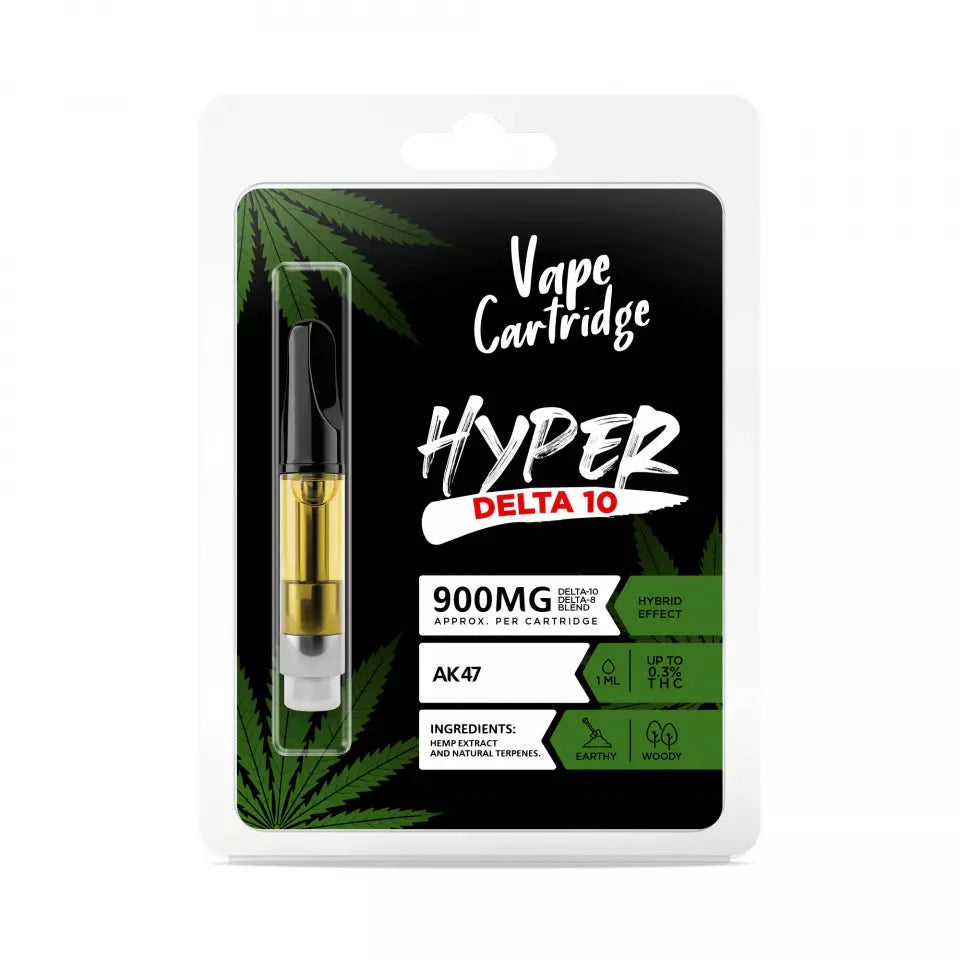 AK47 Strain Cartridge - Delta 10 THC Hyper 900mg (1ml) Best Sales Price - Vape Pens