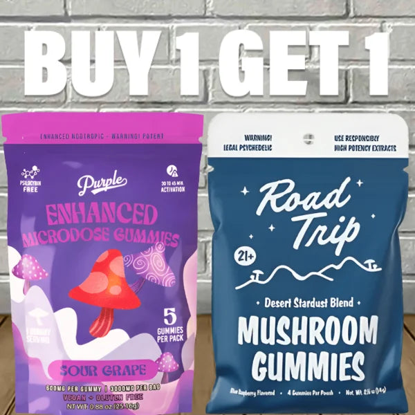 B1G1 Road Trip And Purple Magic Mushroom Gummies Best Price