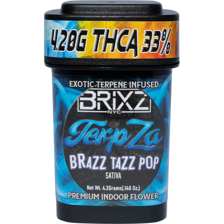 BRIXZ NYC TerpZa Exotic Terpene Infused THCA Premium Indoor Flower 4.20g -(Brazz Tazz Pop – Sativa)