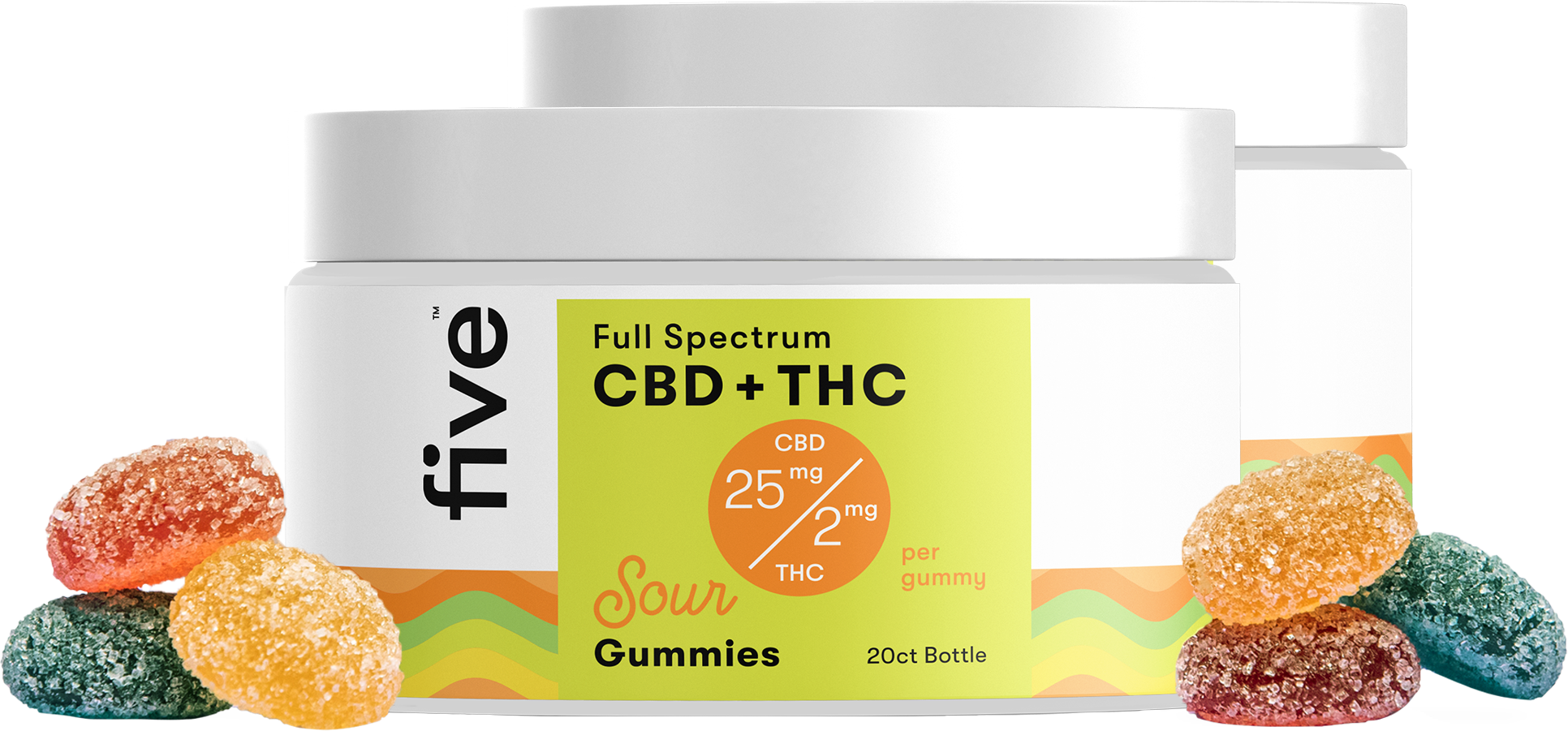 Five CBD Full Spectrum CBD + THC Gummies (Top 10)