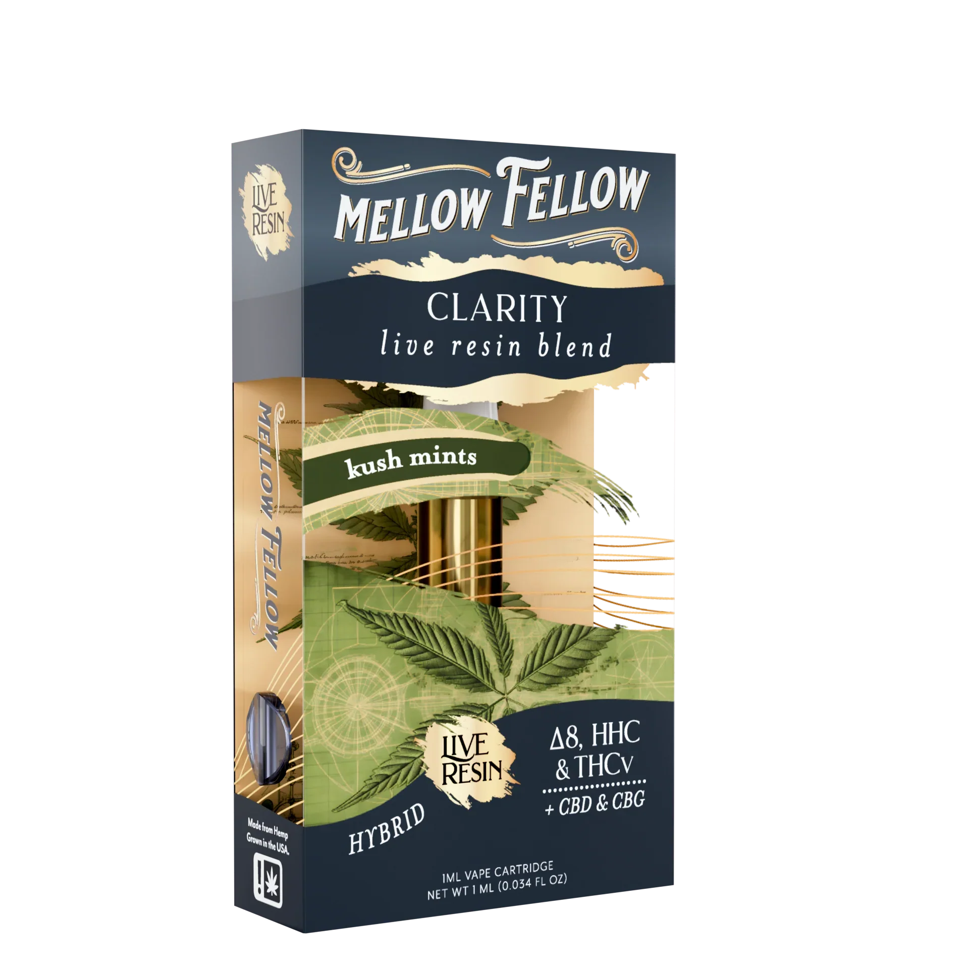 Mellow Fellow Clarity Blend 1ml Live Resin Vape Cartridge - Kush Mints (Hybrid)