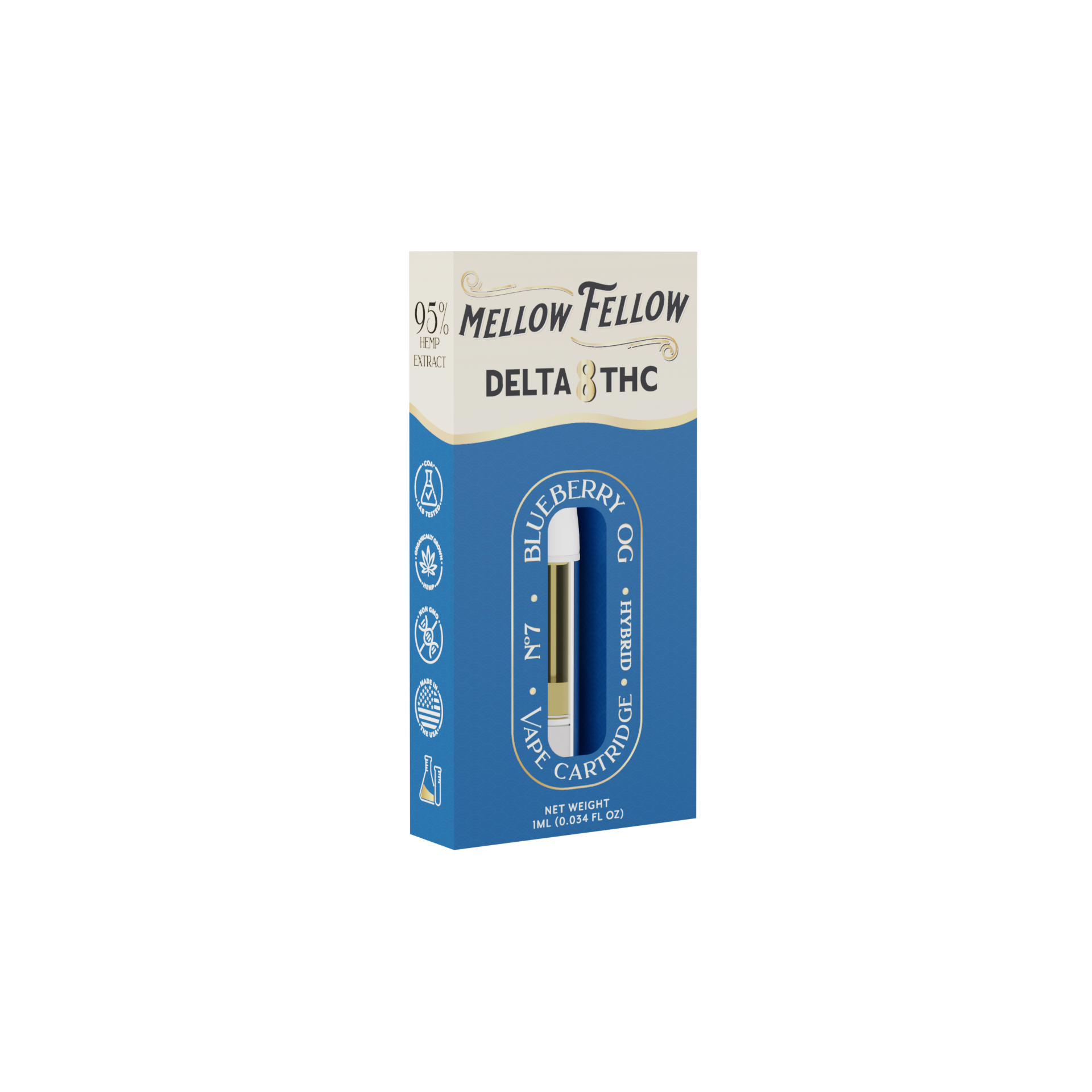 Mellow Fellow Delta 8 1ml Vape Cartridge Blueberry OG