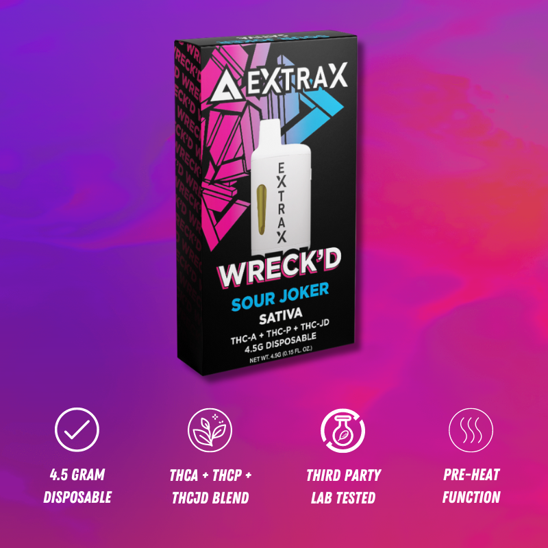 Delta Extrax Sour Joker | Disposable THCA 4.5G | Wreck’d Best Sales Price - Vape Pens