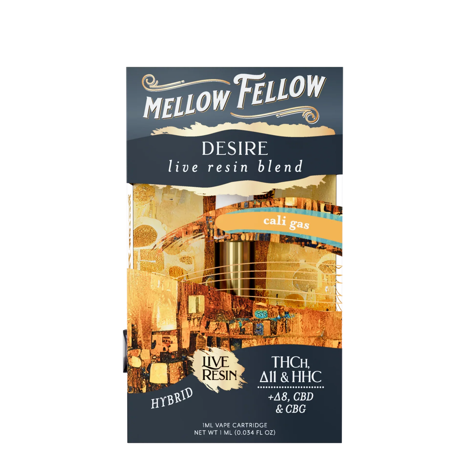 Mellow Fellow Desire Blend 1ml Live Resin Vape Cartridge - Cali Gas (Hybrid)