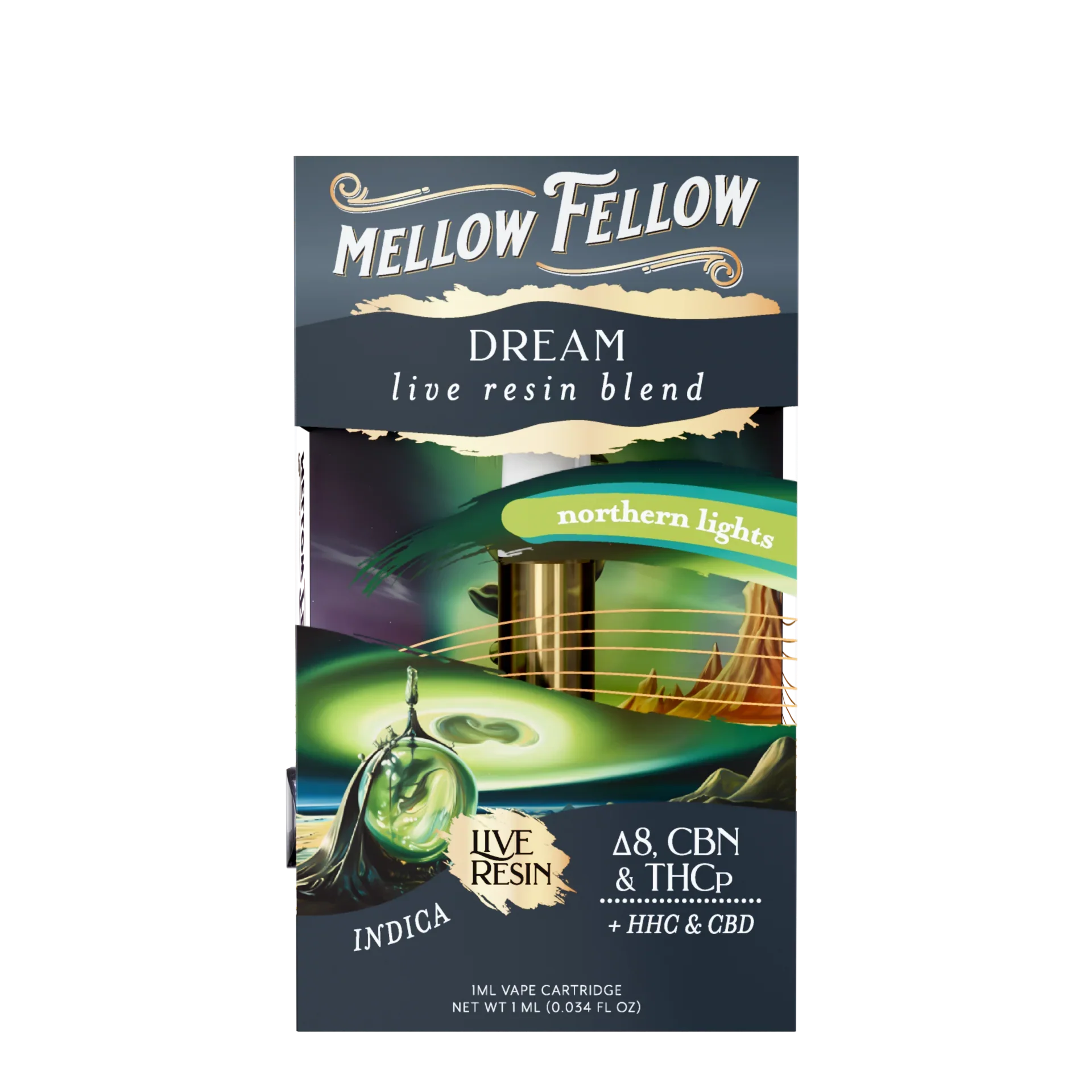 Mellow Fellow Dream Blend 1ml Live Resin Vape Cartridge - Northern Lights (Indica)