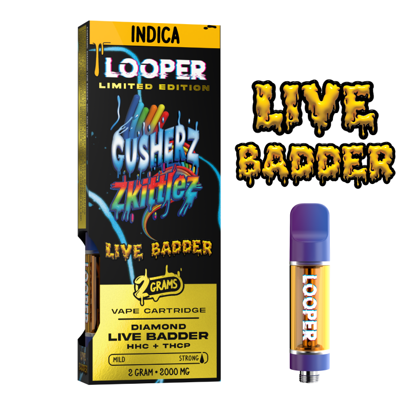 Looper Vape Live Badder 2g Cartridge: Gusherz x Zkittlez