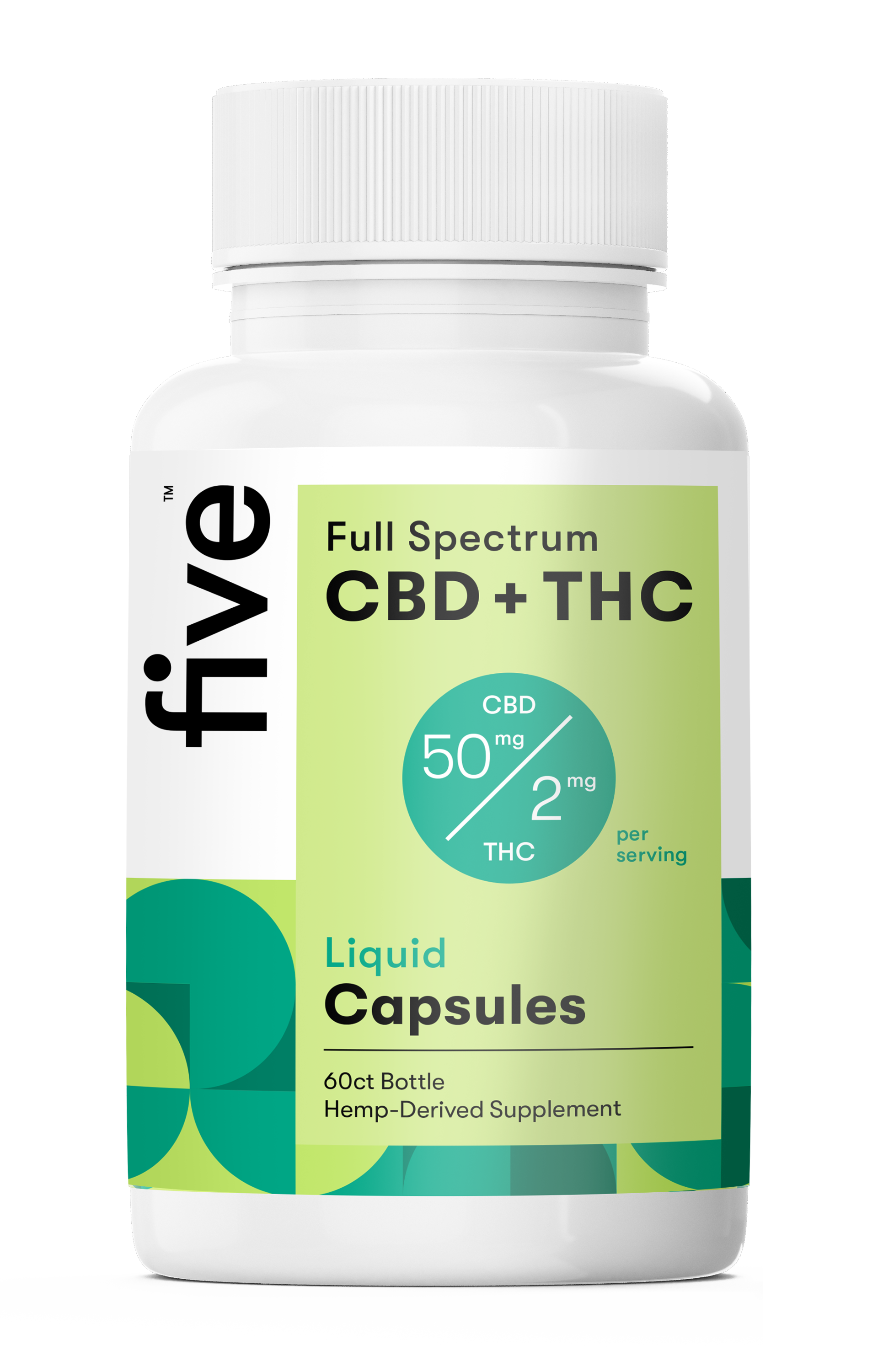 Five CBD Full Spectrum CBD+THC Liquid Capsules (Top 10)