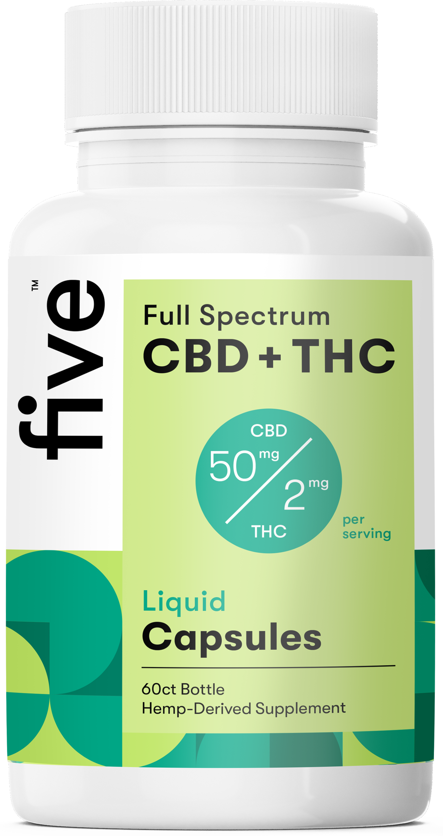 Five CBD Full Spectrum CBD+THC Liquid Capsules (Top 10)