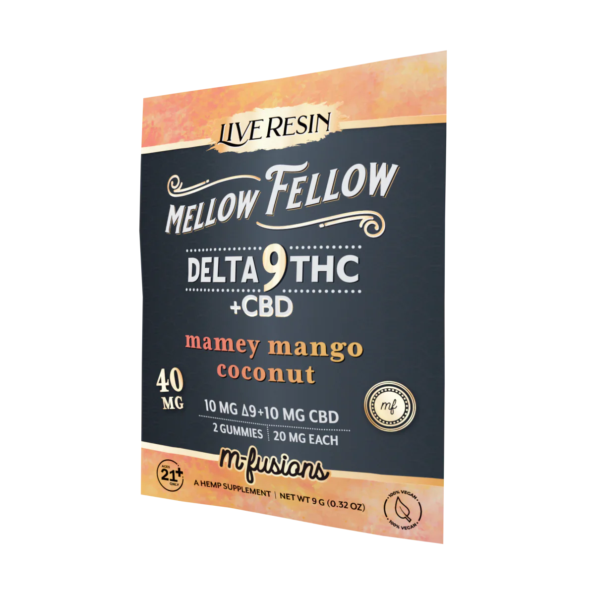 Mellow Fellow Delta 9 Live Resin Gummies 40mg 2 ct. - Mamey Mango Coconut