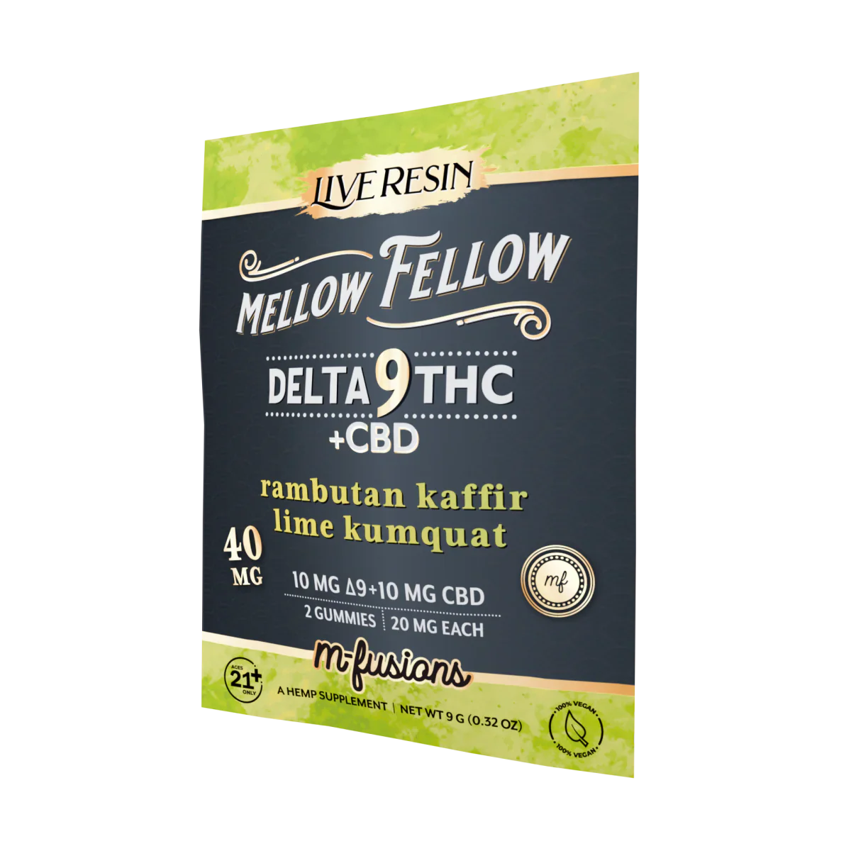 Mellow Fellow Delta 9 Live Resin Gummies 40mg 2 ct. - Rambutan Kaffir Lime Kumquat Best Price