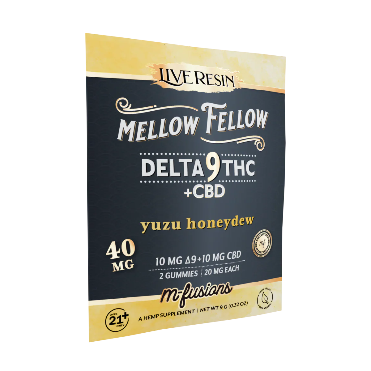 Mellow Fellow Delta 9 Live Resin Gummies 40mg 2 ct. - Yuzu Honeydew