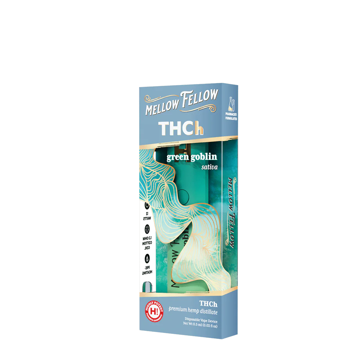 Mellow Fellow THCh 0.5g Disposable Vape - Green Goblin (Sativa)