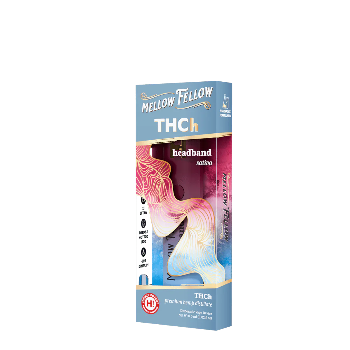 Mellow Fellow THCh 0.5g Disposable Vape - Headband (Sativa)