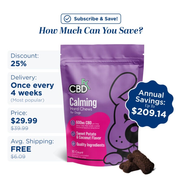 CBDfx CBD Dog Treats: Calming Chews 600mg