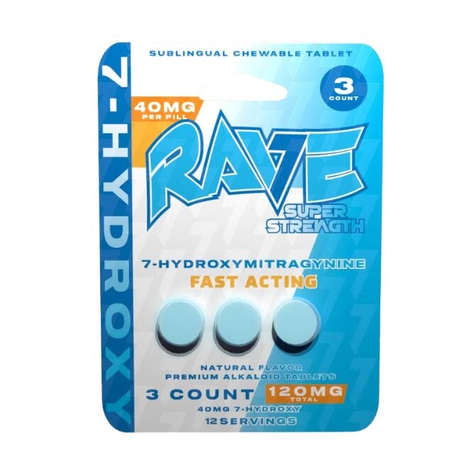 Rave Kratom 7-Hydroxy Super Strength Tablets 3ct