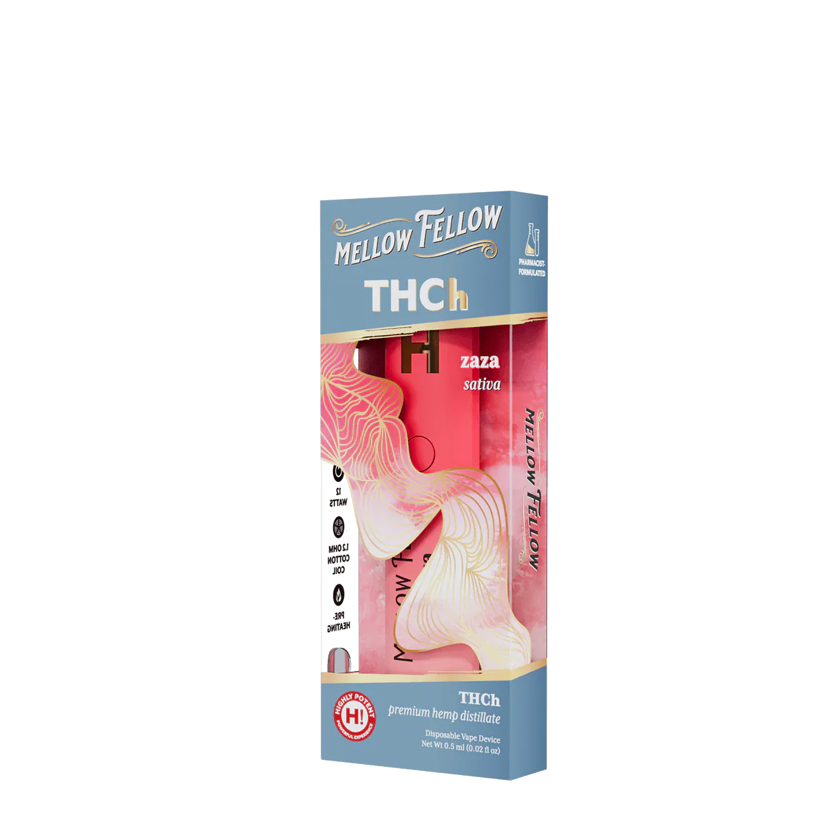 Mellow Fellow THCh 0.5g Disposable Vape - ZaZa (Sativa)