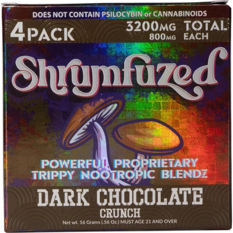 Shrumfuzed Nootropic Trippy Psychedelic Mushroom Chocolate 4pc (Dark Chocolate Crunch)