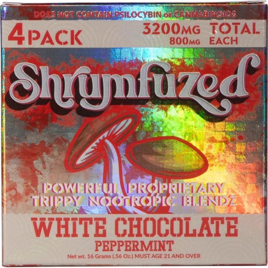 Shrumfuzed Nootropic Trippy Psychedelic Mushroom Chocolate 4pc (White Chocolate Peppermint)