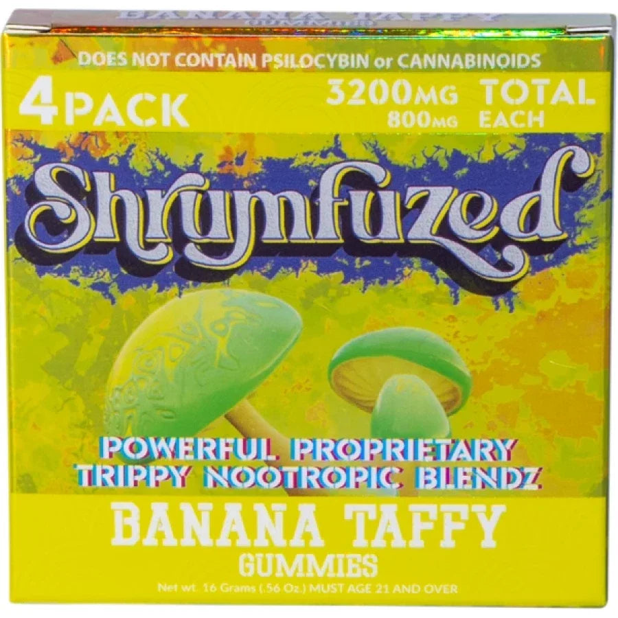 Shrumfuzed Nootropic Trippy Psychedelic Mushroom Gummies 4 Piece(Banana Taffy)