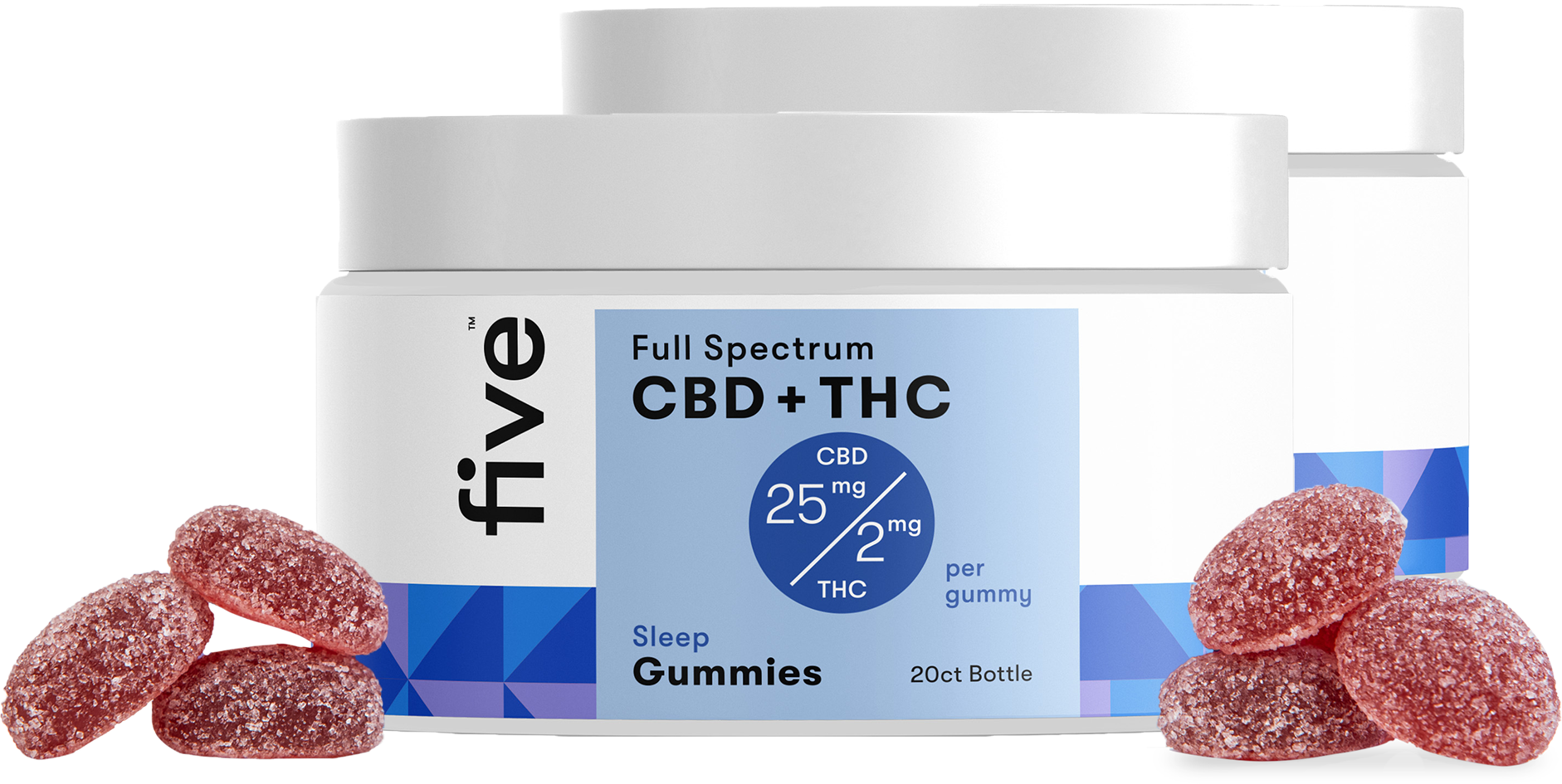 Five CBD Full Spectrum CBD + THC Gummies (Top 10)