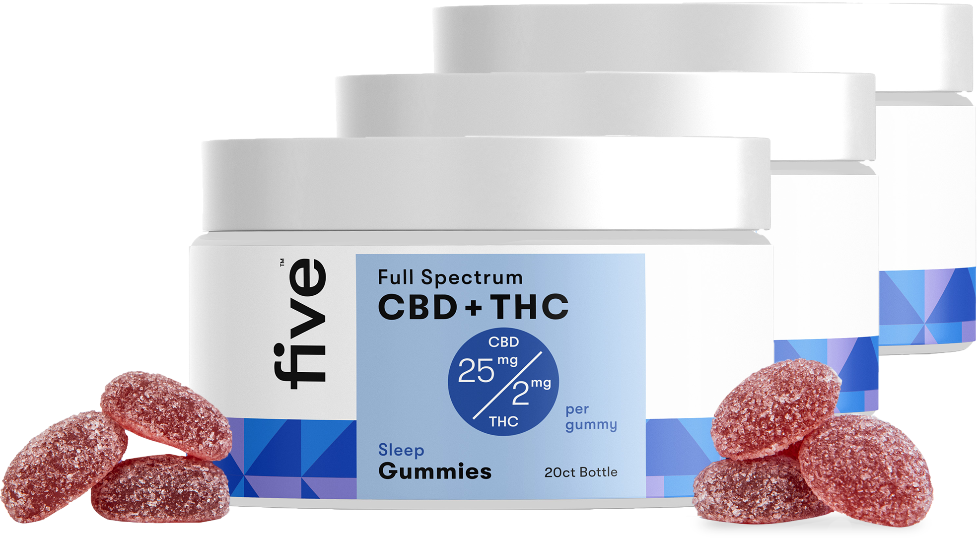 Five CBD Full Spectrum CBD + THC Gummies (Top 10)