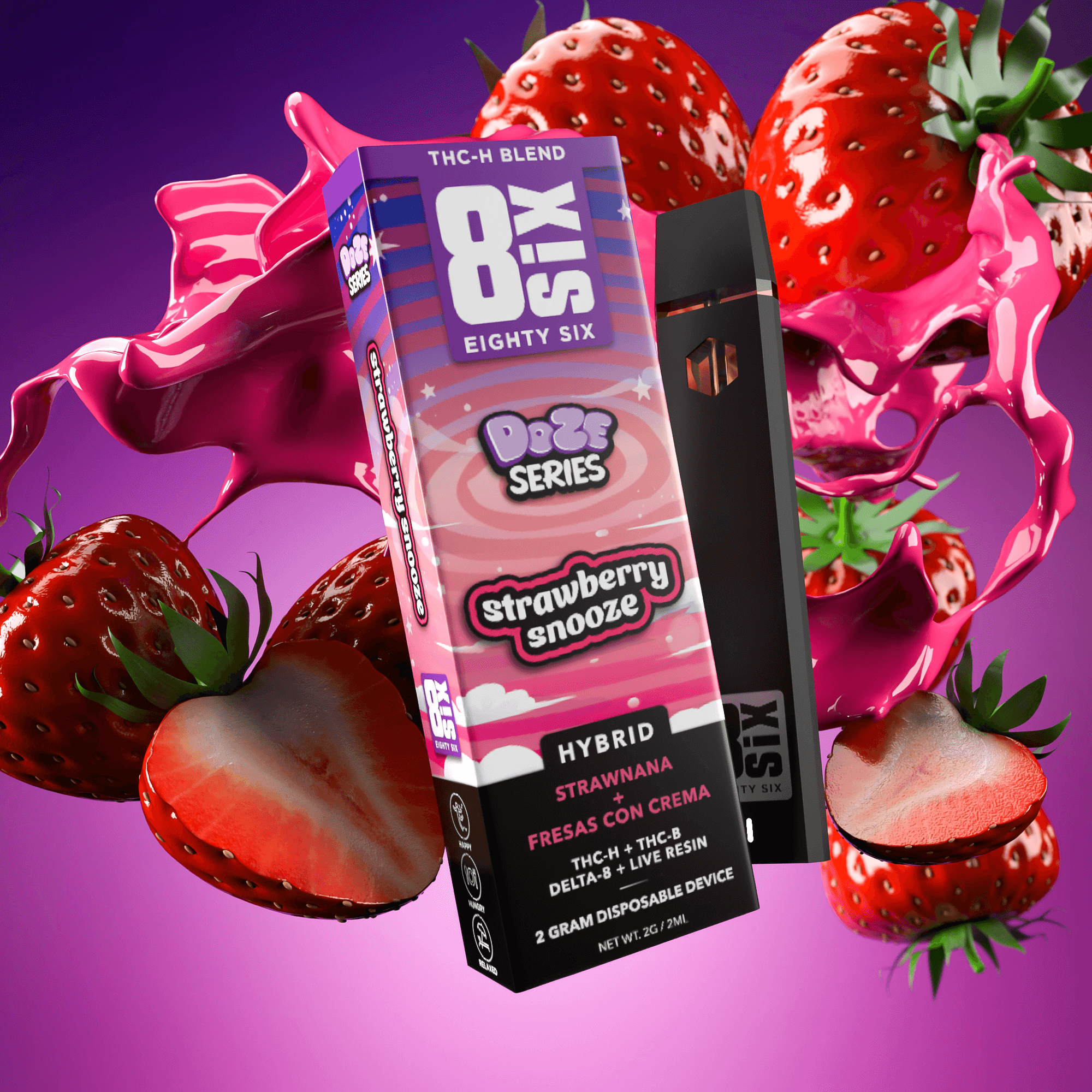 Eighty Six Strawberry Snooze THCh 2G Disposable Vape (Strawnana) Best Price