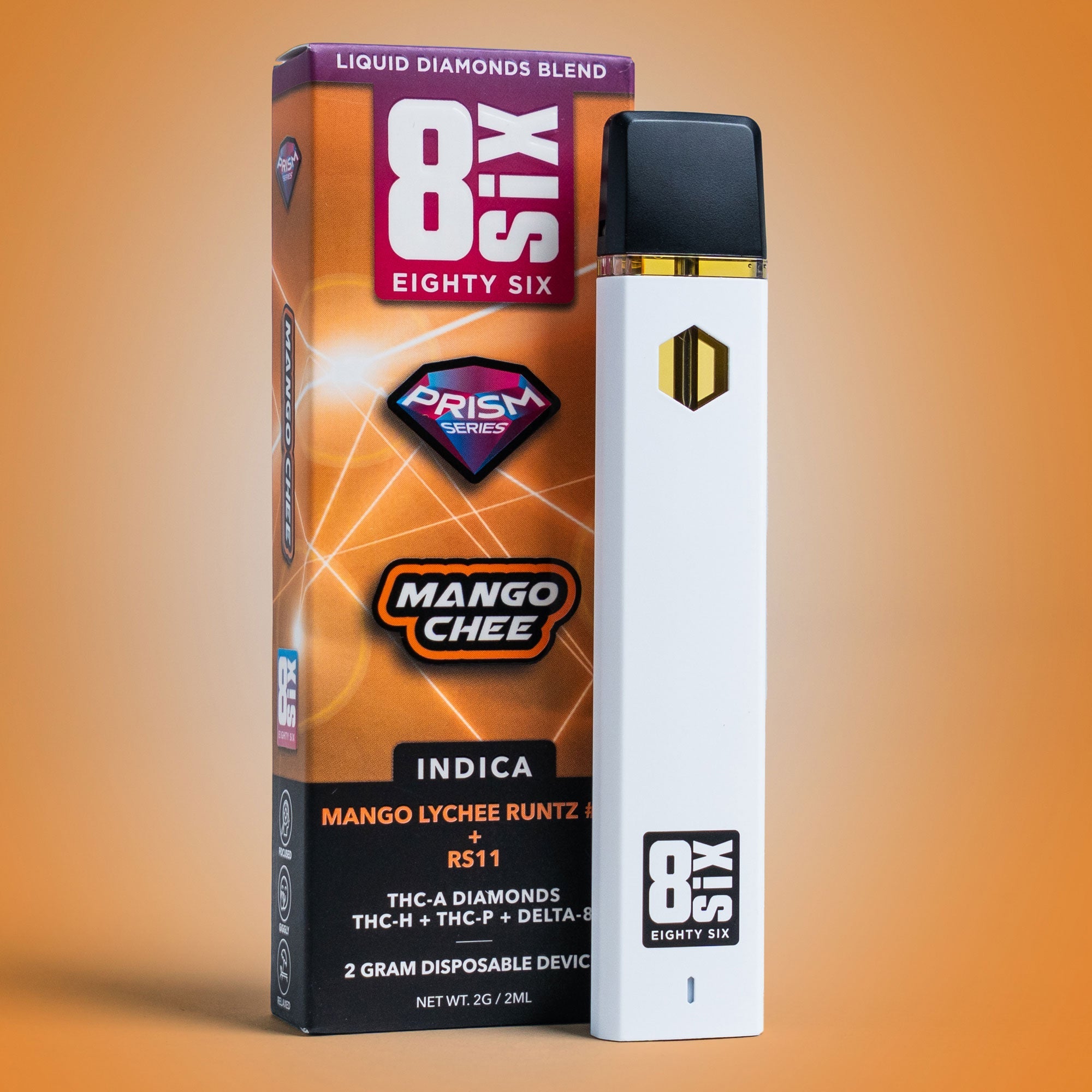 Eighty Six Mango Chee THCa Liquid Diamonds 2G Disposable Vape (Mango Lychee Runtz)