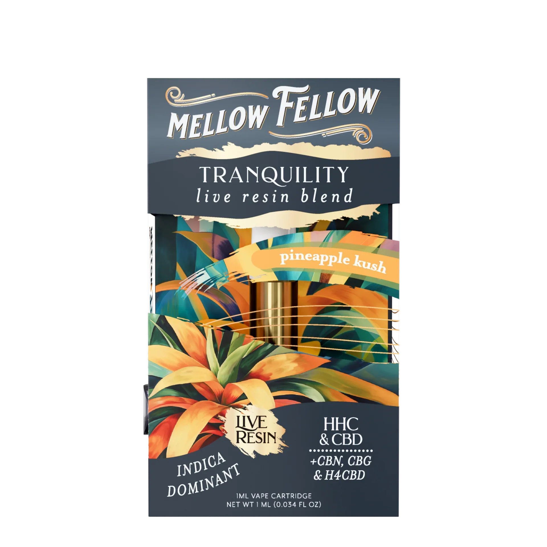 Mellow Fellow Tranquility Blend 1ml Live Resin Vape Cartridge - Pineapple Kush (Indica Dominant)