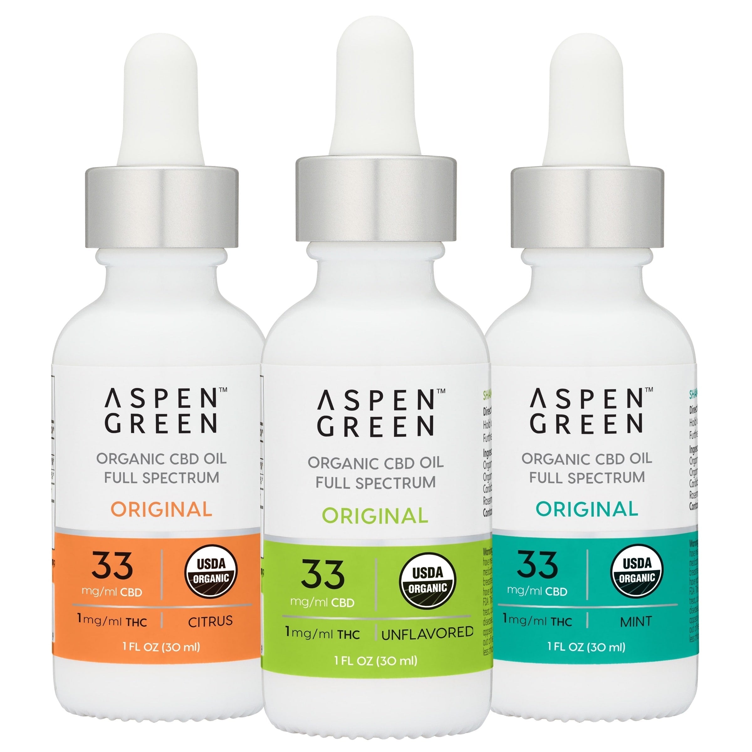 Aspen Green Original Organic Full Spectrum CBD Oil, 3 Bottle Set