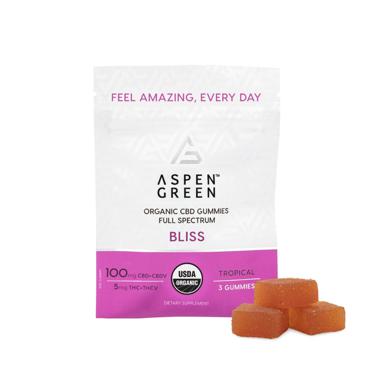 Aspen Green Bliss Organic Full Spectrum CBD Gummies (3 Gummies)