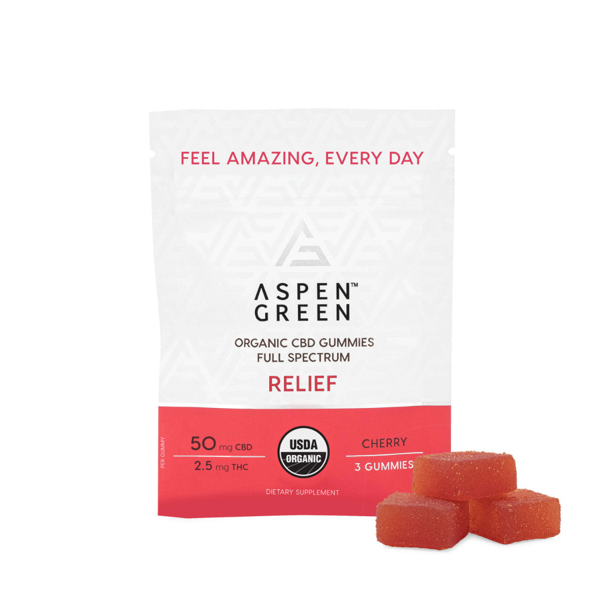 Aspen Green Relief Organic Full Spectrum CBD Gummies (3 Gummies)