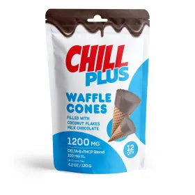 D8, THCP Waffle Cones - 100mg - Coconut Flakes + Milk Chocolate - Chill Plus