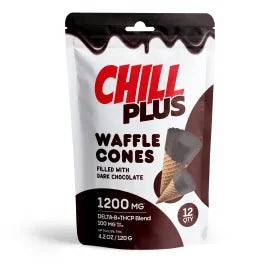 D8, THCP Waffle Cones - 100mg - Dark Chocolate Waffle Cones - Chill Plus