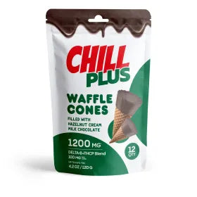 D8, THCP Waffle Cones - 100mg - Hazelnut Cream + Milk Chocolate - Chill Plus