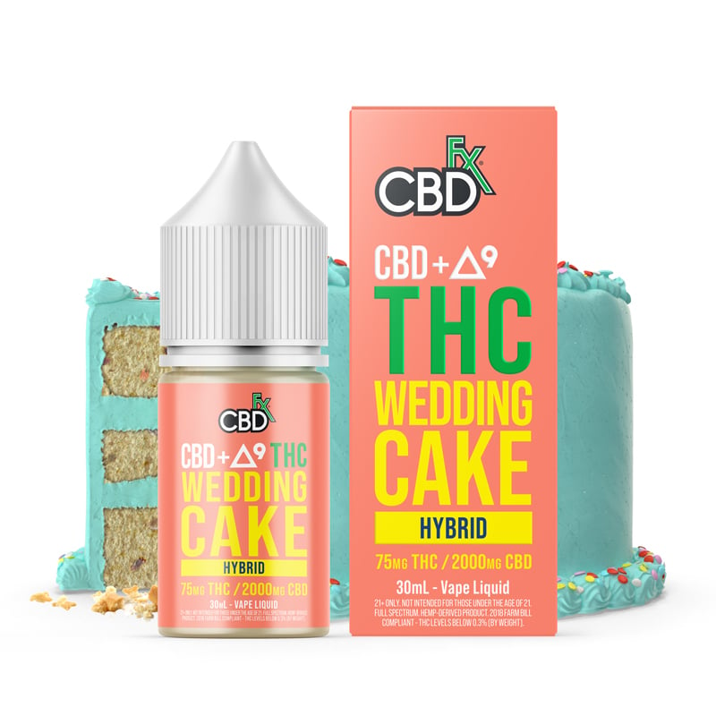 CBDfx CBD + Delta-9 THC Vape Juice: Wedding Cake – Hybrid