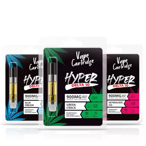 Delta-10 THC Cartridges 3 Pack Bundle - 900mg - Hyper Best Sales Price - Vape Cartridges