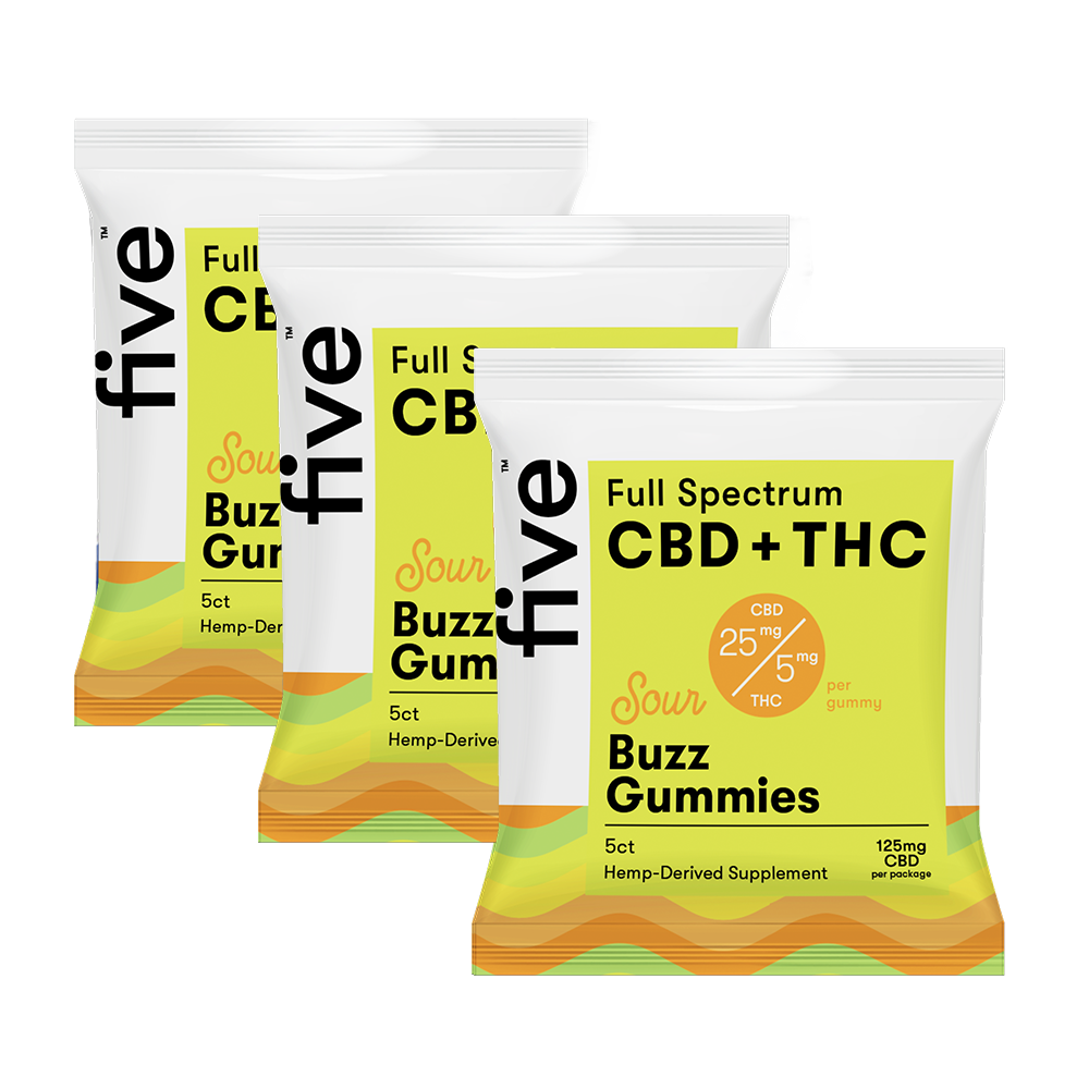 Five CBD Sour Gummies - 15ct Travel Pack