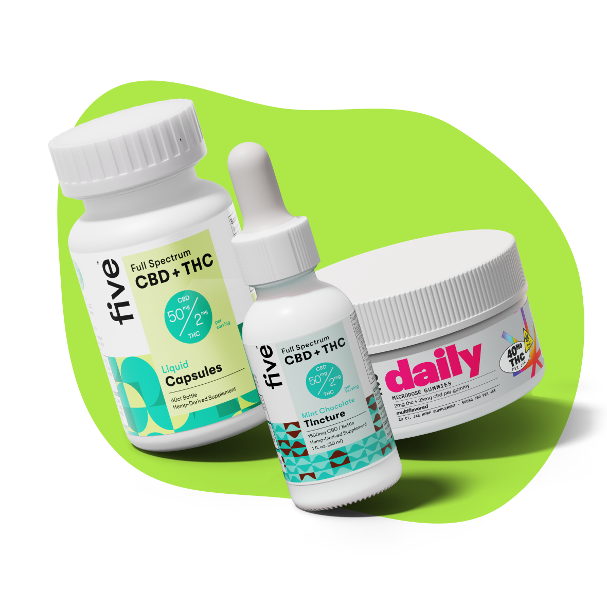 Five CBD day one bundle: mint choco drops