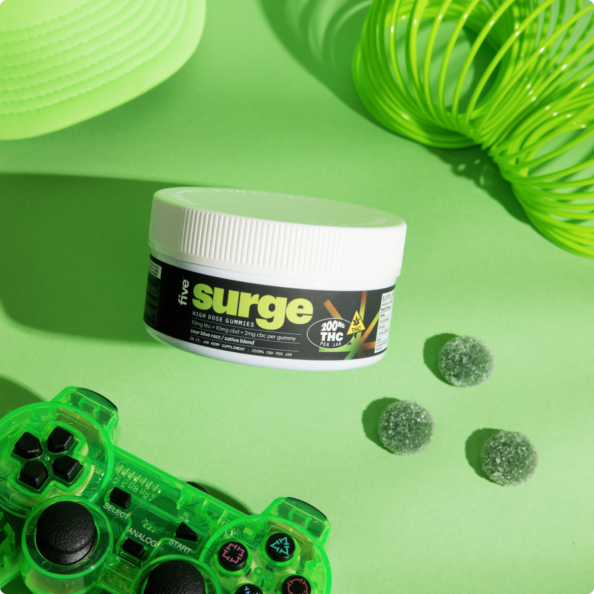 Five CBD sativa surge delta-9 thc mood gummies