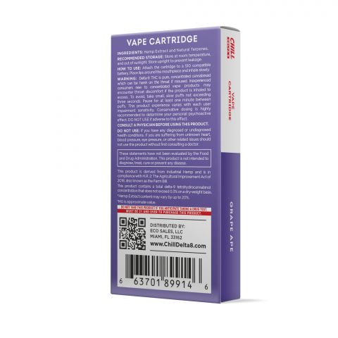 Grape Ape Cartridge - Delta 8 THC Chill Plus 900mg (1ml) Best Price