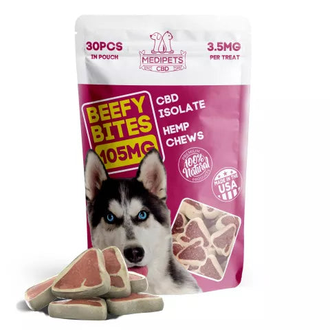 CBD Dog Treats - Beefy Bites - 105mg - MediPets Best Sales Price - Pet CBD