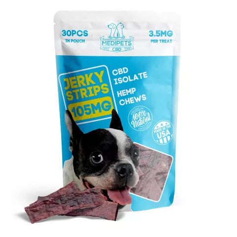 CBD Dog Treats - Jerky Strips - 105mg - MediPets Best Sales Price - Pet CBD