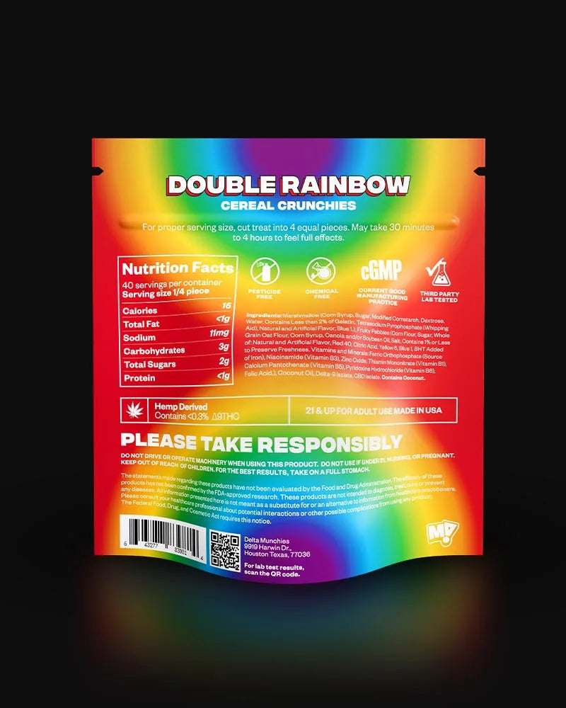 Delta Munchies Double Rainbow 500mg THC+CBD Cereal Crunchies Best Price