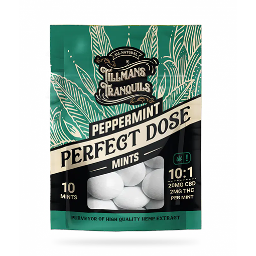 Tillmans Tranquils Peppermint Perfect Dose 20mg CBD 2mg THC Mints Best Price