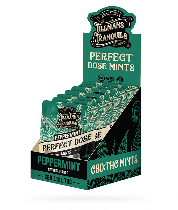 Tillmans Tranquils Peppermint Perfect Dose 20mg CBD 2mg THC Mints Best Price