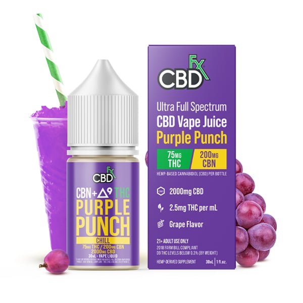 CBDfx CBN + Delta-9 THC Vape Juice: Purple Punch