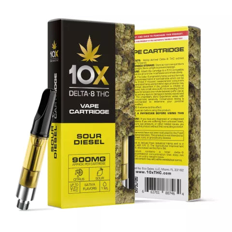 D8 Vape Cart - 900mg - Sour Diesel - Sativa - 1ml - 10X Best Sales Price - Vape Cartridges