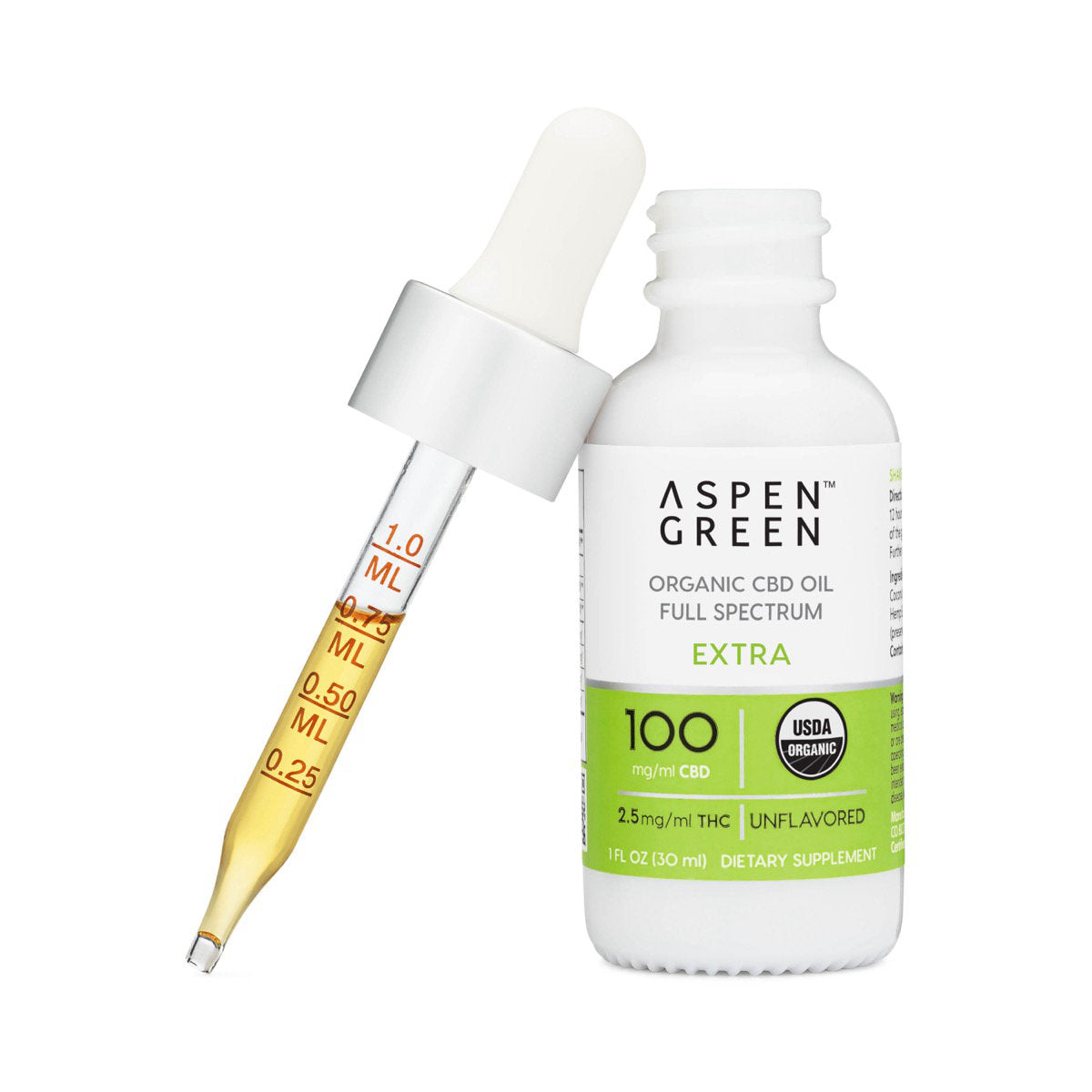 Aspen Green Extra Organic Full Spectrum CBD Oil – Unflavored